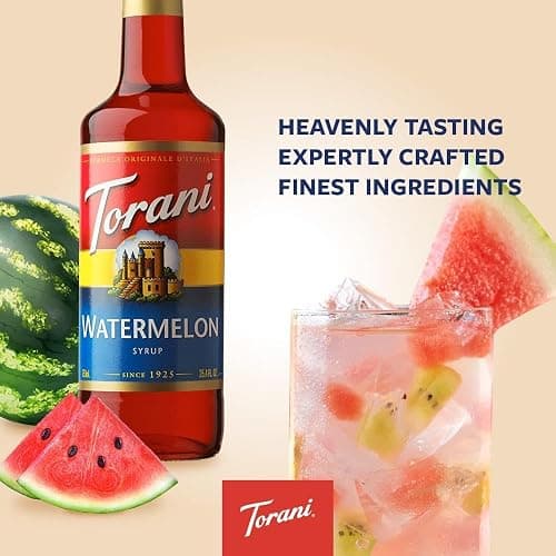 Torani Watermelon Syrup (750ml) - Premium Cane Sugar Cocktail Syrups Flavouring for Mojitos, Margaritas & Summer Drinks - Fresh Fruit Taste, Vegetarian-Friendly thumbnail 3