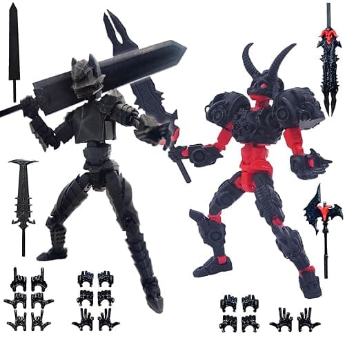 T13 3D Action Figure Set (Assembly Completed), 3D Printed Multi-Jointed, Dummy Titan 13 Action Figures, Multi-Articular Lucky Robot Nova T-13,Desktop Decorations for Game Lovers Toys(Black Red) - Image 1