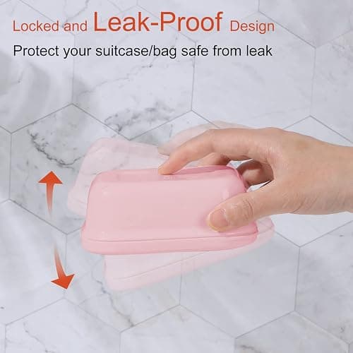 Quatish 2 Pack Travel Soap Container, Portable Soap Holder with Lid, Travel Bar Soap Holder, Soap Case for Camping Gym Travel, Soap Box for Bathroom,Pink thumbnail 3