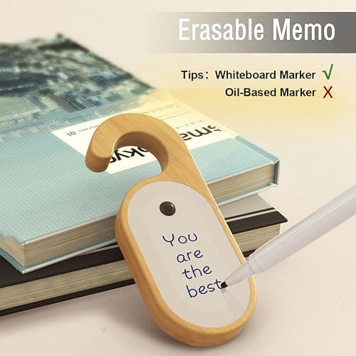 Leapair Wooden Message Memo Motion Sensor Door Key Night Light, Doorknob Board LED Door Lock Lamp, Rechargeable Doorhandle Warm Light Hook Design for Bedroom, Bathroom thumbnail 2