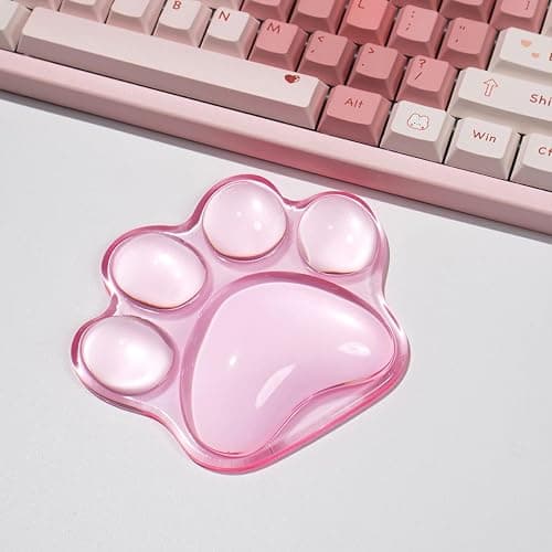 Cat Paw Mouse Wrist Rest, Pink Gel Clear Mouse Wrist Support Pad, Cute Ergonomic Wrist Cushion for Mouse, Soft Transparent Wrist Pain Relief for Office Home Desk Computer Mouse(Pink) thumbnail 8