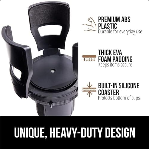 GORILLA GRIP Car Cup Holder Expander, Keeps Large Drink Cups Secure, Expander Fits Yeti, HydroFlask, Stanley 18 to 48oz, Stocking Stuffer, Gifts for Men, Women, Adjustable Arms and Base, Black thumbnail 7