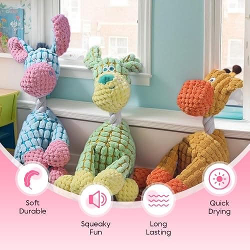 Hknbj Indestructible Dog Toy, 2026 New Durable Plush Dog Toys for Aggressive Chewers, Squeaky Chew Toy for Small Medium Large Dogs Puppy Teething Toys (Blue+Green) thumbnail 5