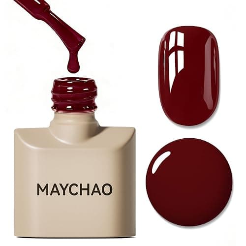 MAYCHAO 15ML Gel Nail Polish 1Pc Gel Polish Soak Off UV LED Nail Polish Nail Art Starter Manicure Salon DIY at Home, 0.5 OZ Burgundy Red - Image 1