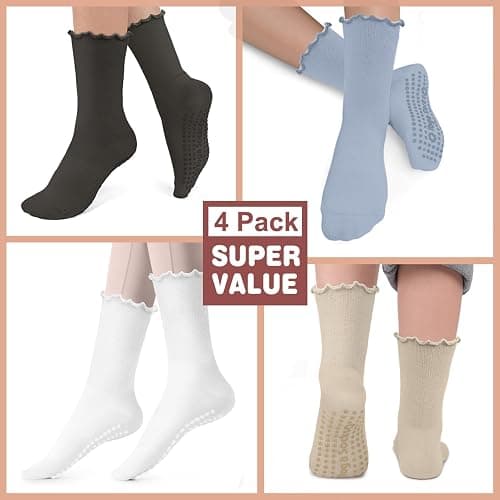 BLONGW Pilates Socks with Grips for Women, Non-Slip Yoga Athletic Socks for Barre Barefoot Workout Hospital thumbnail 4