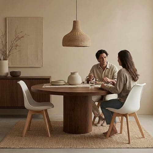 Aykah Modern Dining Chairs Set of 4 - Dining Chair with Wood Legs - Dining Chairs of Plastic seat with Cushion - Kitchen Chair - White Dining Room Chair - Easy to Assemble thumbnail 4