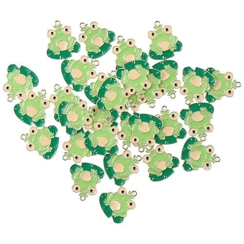 hobbyhub 30Pcs Alloy Enamel Green Frog Charms for DIY Handmade Bracelet Necklace Earring Craft,Metal Cute Animal Pendants Dangle Jewelry Charms thumbnail 2