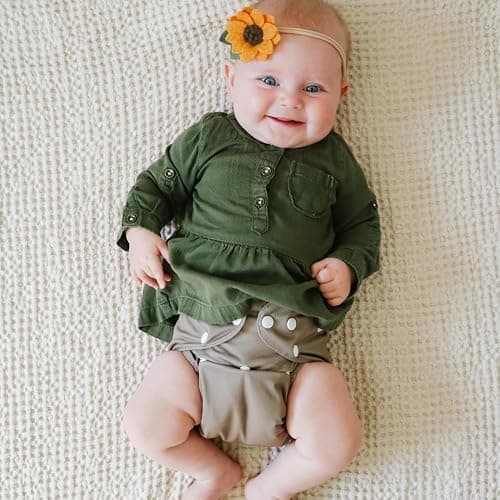 Nora's Nursery Cloth Diapers 7 Pack with 7 Inserts & 1 Wet Bag - Waterproof Cover, Washable, Reusable & One Size Adjustable Pocket Diapers for Newborns and Toddlers - Down to Earth thumbnail 8