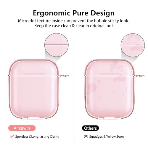 Aircawin for Airpods case Clear,Shockproof Clear Case for Airpod case,Full Protective Soft TPU Drop Protection Accessories Case with Keychain for AirPods Charging Case 2 & 1 for Women Girls Men-Pink thumbnail 6