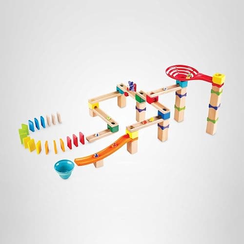 Hape Marble Run Race Track | Wooden DIY Marble Run Set with Dominoes, STEAM Educational Learning Toy, 81 Pieces, for Kids 3 Years+ thumbnail 9