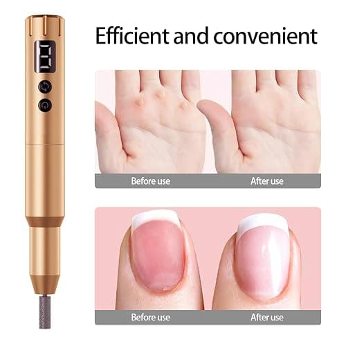 Nail Drill Kit Electric Rechargeable Set Cordless Nail Art Grinding Machine Compact Professional Nail File for Gel Manicure Pedicure Polishing Tool Household,Nail Removal Machine (Golden) thumbnail 8