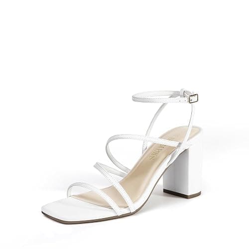 DREAM PAIRS Women's Heels Chunky Block Strappy Square Open Toe Ankle Buckle Heeled Sandals Wedding Party Dress Shoes Indie - Image 1