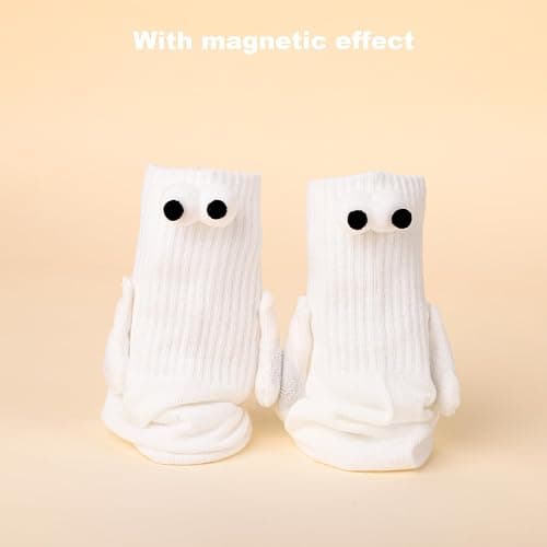 2 Pairs Couple Magnetic Socks, 3D Friendship Hand Holding Socks - Funny Cute for Women Men (White, Black), As Shown in the Picture, 20-40 thumbnail 3