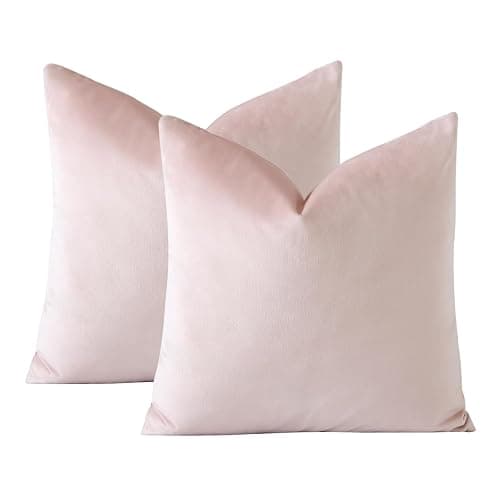 OTOSTAR Pack of 2 Velvet Soft Decorative Throw Pillow Covers Solid Square Cushion Case Home Decor Pillow Covers for Couch Sofa Bedroom Living Room Decorative Pillowcases 20 x 20 Inch (Babypink) thumbnail 6