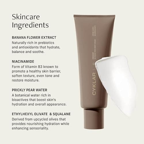 CYKLAR Nutrient Rich Body Cream. Crescent Fragrance Nourishing Moisturizer with Niacinamide and Banana Flower Extract. Deep Hydration, Thick Body Lotion, Dry Skin Cream for Women and Men, 8 Fl Oz thumbnail 6