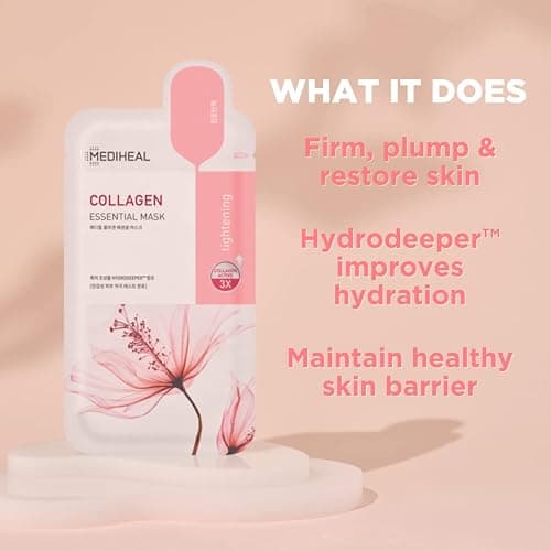 Mediheal Official Best Korean Sheet Mask - Collagen Essential Face Mask 10 Sheets Lifting and Firming For All Skin Types Value Sets thumbnail 2