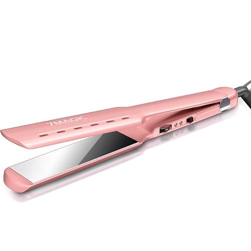 7MAGIC 1.7" Wide Hair Straightener, Nano Titanium Flat Iron for Wet & Dry Hair, Flat Iron Hair Straightener with 5 Temp, MCH Fast Straightening Iron, Hair Iron with Dual Voltage, Pink - Image 1