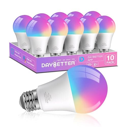 DAYBETTER Smart Light Bulbs, Smart Bulb Compatible with Alexa & Google Home, A19 E26 2.4G WiFi Bluetooth Alexa Light Bulbs, RGBCW Color Changing LED Light Bulb, 60W Equivalent, 800LM, 10Pack - Image 1