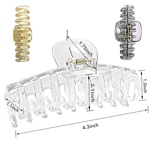 ACCGLORY Clear Claw Clips for Women Thick Hair Crystal Resin Large Hair Clips for Women Fine Invisible Transparent Big Jaw Clips Hair Accessories thumbnail 2