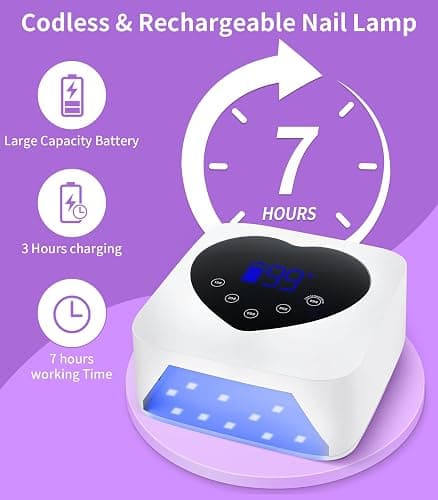 UV Nail Lamp Cordless Rechargeable, HUGMAPLE 72W UV Light for Gel Nails | 5 Timer Setting, Touch Control & Auto Sensor, Professional Nail Dryer for Salon & Home,White thumbnail 4