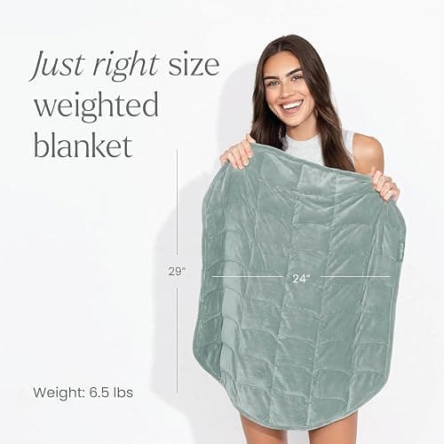 nodpod Body 6.5lb Patented Compact Weighted Blanket | Perfect for Relaxation, Lounging, Napping, Sleeping & Travel, Glass Bead Filled, Machine Washable, 29" x 24", Sage thumbnail 3