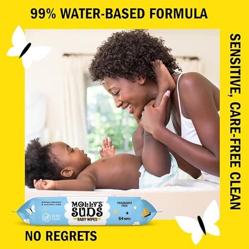 Molly's Suds Sensitive Clean Baby Wipes | 99% Water, Plant-Based, Fragrance Free | 576 Total Wipes (9 Flip-Top Packs) - 1 Count (Pack of 576) thumbnail 3
