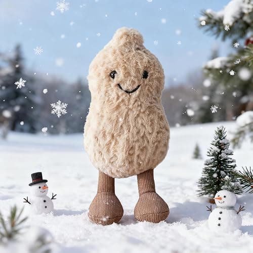 MUALML Cute Peanut Plush Toy, 6" Soft Peanut Stuffed Animal Funny Food Plushies with Legs, Adorable Smile Peanut Birthday Gift for Kids Girls Boys - Image 1