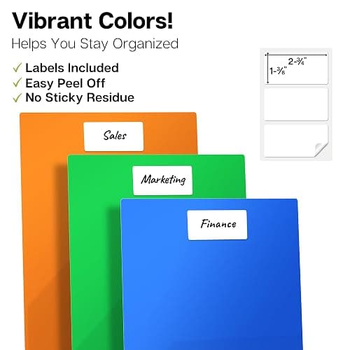 Dunwell Plastic 2-Pocket Folders (6 Pack, Assorted Colors), 8.5x11 Document Folders for School and Office, Heavy Duty Poly, Long Lasting, Includes Labels thumbnail 5