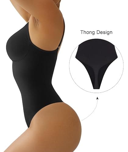SHAPERX Women's Shapewear Bodysuit Tummy Control Body Shaper Seamless Sculpting Snatched Waist Body Suit thumbnail 2