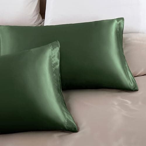 Aormenzy Satin Pillow Cases for Women Standard Size Set of 2, Woodland Green Satin Pillowcase for Hair with Envelope Closure Silky Pillow Covers Wrinkle, Fade Resistant (20x26 Inches) thumbnail 5