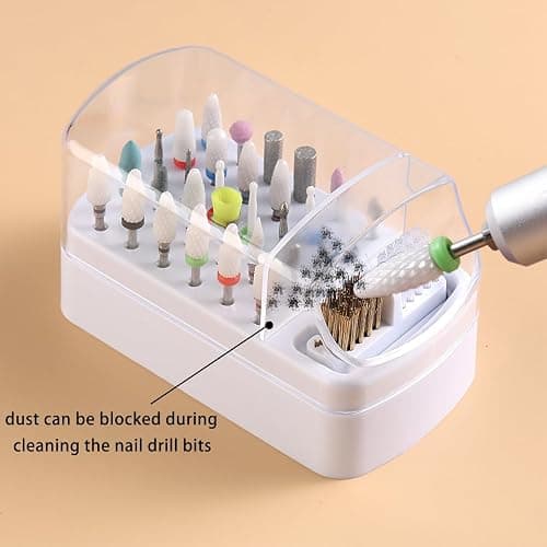 Fcozpjk 2 in 1 Nail Drill Bit Holder and Nail Drill Bits Cleaner Brush Case, 30 Holes Nail Drill Bits Organizer Display Stand Container Box, Manicure Drill Cleaning Brush, Professional Nail Tools thumbnail 4