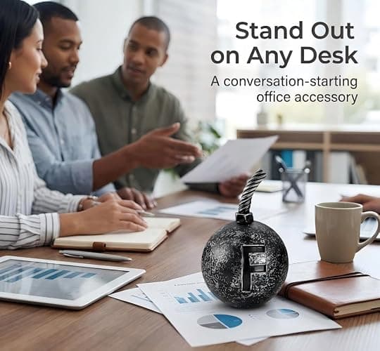 MillMB Initial Bomb Paperweight Humor Decor with Ball Functional and Stylish Office Gift for Office Co-Worker Boss,Student with Letter Desk Decor thumbnail 4