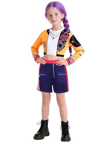 ZIW Demon Costume Kids Hunters Cosplay Girls 3-12Y Pop Singers Stage Role Play Outfit Toddler Halloween Costumes thumbnail 3
