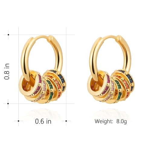 Milan Chiva 14K Gold Plated Small Huggie Dangle Earrings for Women Lightweight Trendy Heart Dainty Jewelry for Women thumbnail 5