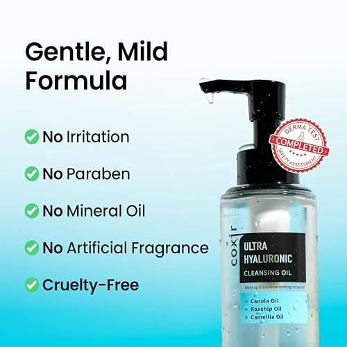 coxir ULTRA HYALURONIC CLEANSING OIL, Travel-Size, Korean Facial Cleanser l Blackhead, Makeup Removal with Hyaluronic Acid, Cruelty Free, No Mineral Oil [1.69fl.oz (Pack of 1)] thumbnail 5