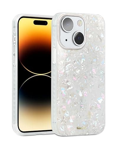 SCORPIFY for iPhone 15 Plus Case [Compatible with MagSafe] with Colorful Pearl Iridescent Design, Cute Clear Magnetic Phone Cover for Women Girls and Men, Bumper with Mother of Pearl Shell Pattern - Image 1