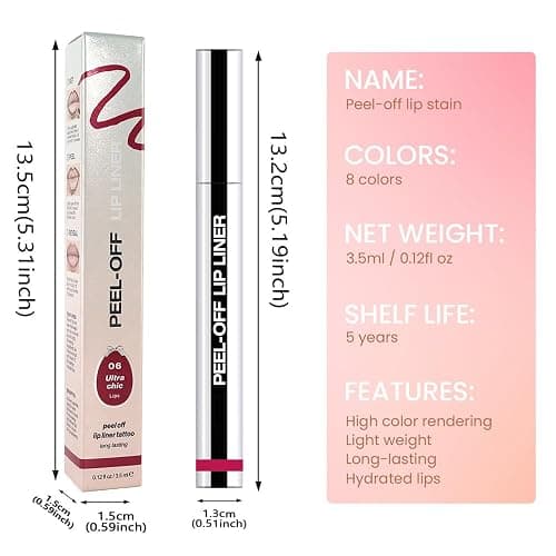3Pcs Peel Off Matte Liquid Lip Gloss Stain-Lip Liner with Tweezer, Peel Off Lip Stain, Long Lasting & Waterproof Lipstick Tattoo, Transfer-Proof Lip Gloss for All Skin Types (00#+02#+06#, 3Pcs) thumbnail 7