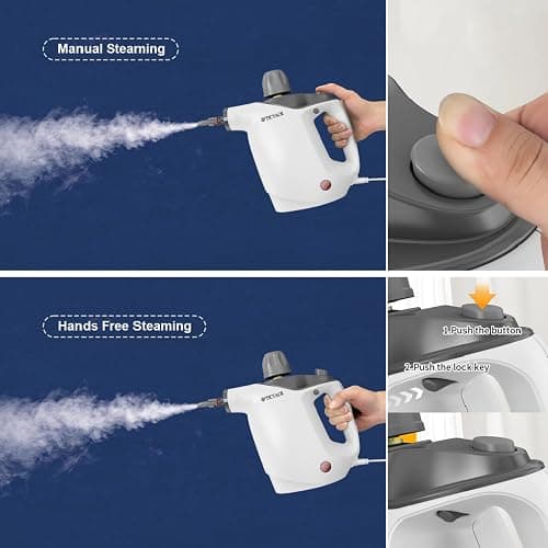 Handheld Steam Cleaner, Steam Cleaner with 16 PCS Accessory & Safety Lock, 500ML Large Capacity Natural Surface Steam for Cleaning, Multipurpose Steamer for Home, Car, Bathroom, Grease (White) thumbnail 4