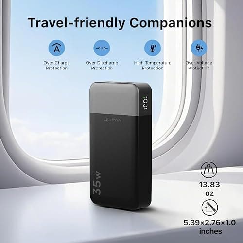 JUOVI 20000mAh Powerbank Tragbares Ladegerät, 35W Schnellladefunktion Externe Handyakkus PD 3.0 QC 4.0 mit LED Display, Akkupack mit 2 USB-C 2 USB-A-Anschlüssen für iPhone 16 15 14 Serie (Grün) thumbnail 7