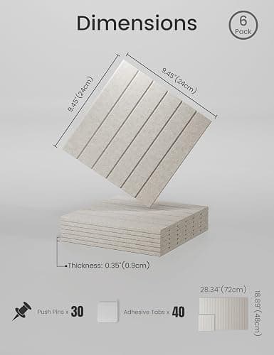 Fluxynara Felt Bulletin Board Tiles -28"x18" with 40 Adhesive Tabs, Cork Board Alternative for Office Decor, Push Pin Board Wall Organizer 6-Pack (Oatmeal) thumbnail 2