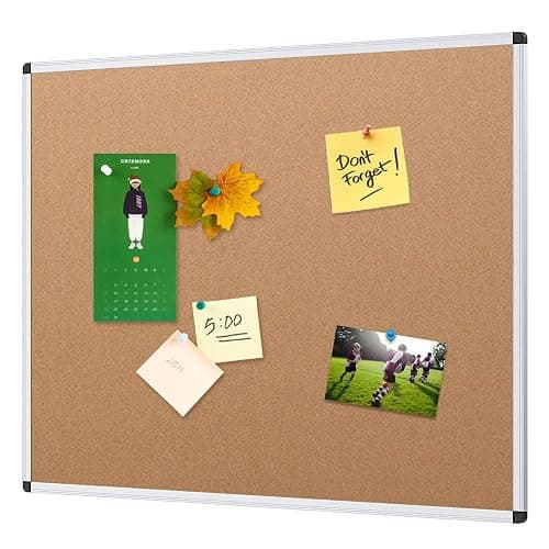 VIZ-PRO Cork Notice Board, 36 X 24 Inches, Silver Aluminium Frame - Image 1