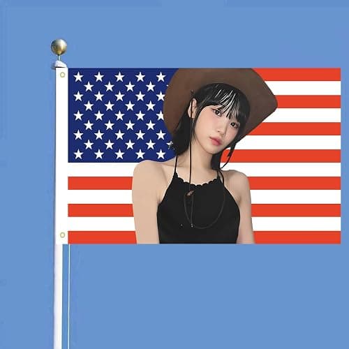 Chae won American flag 3x5 Ft Outdoor Indoor,Kim Chaewone USA flag Poster American flag tapestry for Bedroom Living room dorm wall with Brass Grommets Vivid Color and Fade Proof Decorations thumbnail 8