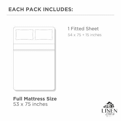 Linen Home 100% Cotton Percale Weave Fitted Sheet, Full Size, White, 1 Deep Pocket Fitted Sheet, Fits Mattress Upto 16" Crisp and Cool Strong Bed Linen, 54"X75"+15" thumbnail 6