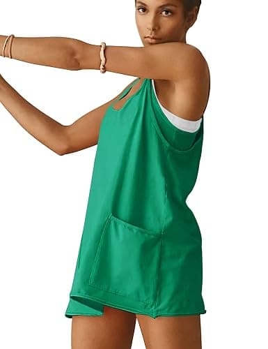 VIUTIL Womens Athletic Dress Built in Shorts Hot Shot Mini Dress Spaghetti Straps Tennis Workout 2026 Summer Romper Dress thumbnail 4