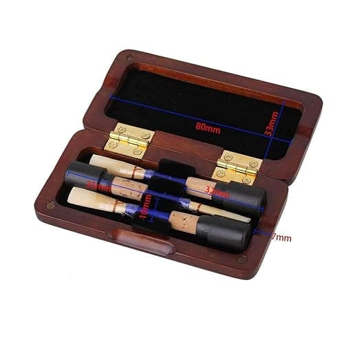 TUOREN Oboe Reed Case Wooden Maroon Oboe Reeds Box Holder for 3pcs Reeds Protector Storage Box thumbnail 4