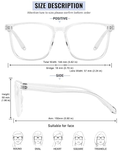 TEAPLMTT Oversized Square Blue Light Blocking Glasses Anti Glare Computer Glasses thumbnail 5