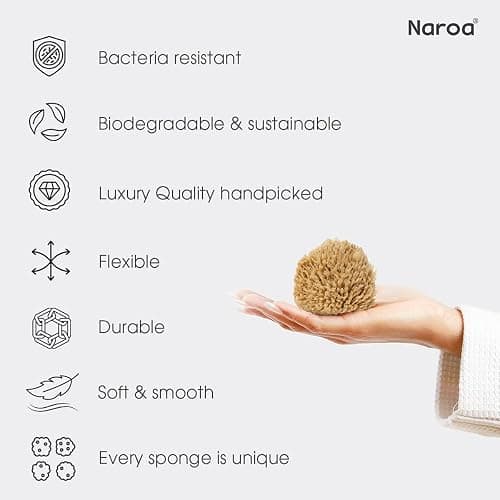 NAROA Natural Baby Bath Sponge in Gift Box | Soft Sea Unbleached Sea Washcloth for Babies | Newborn Shower Time Essentials | Pregnancy Registry Boy Girl thumbnail 4
