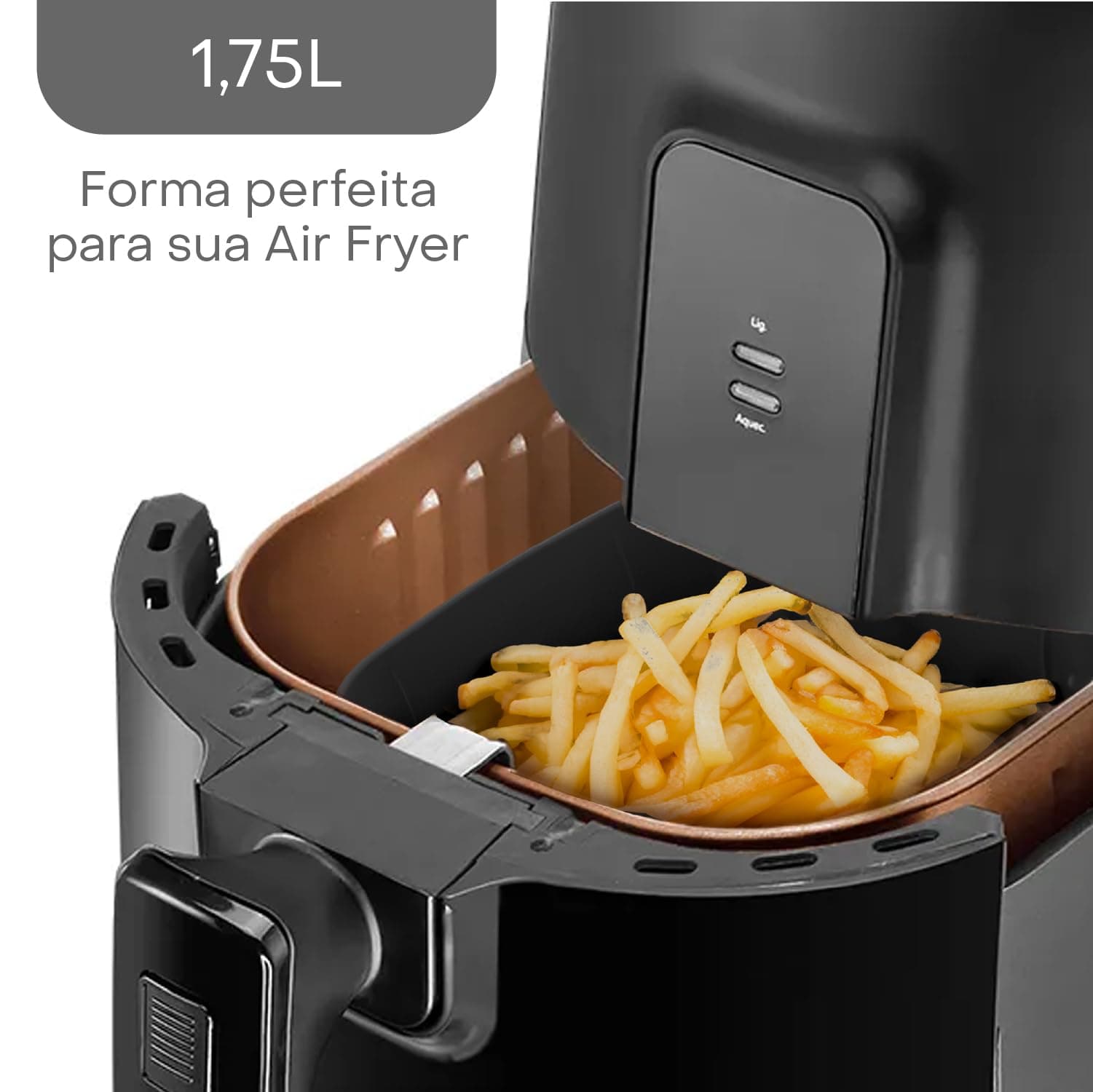 LYOR - Forma Quadrada de Silicone para Air Fryer Preta 20Cm x 7Cm thumbnail 2