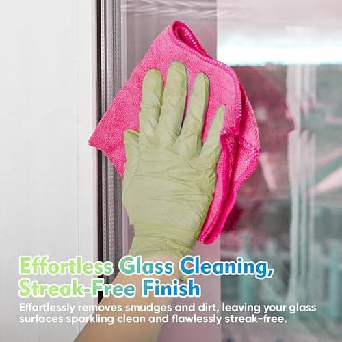 HOMEXCEL Pink Microfiber Cleaning Cloth 12 Pack, 12.5 x 12.5 inch Microfiber Towels for Cars, Ultra Absorbent Car Washing Cloth, Lint Free Streak Free Cleaning Rags for Car, Kitchen, and Window thumbnail 4