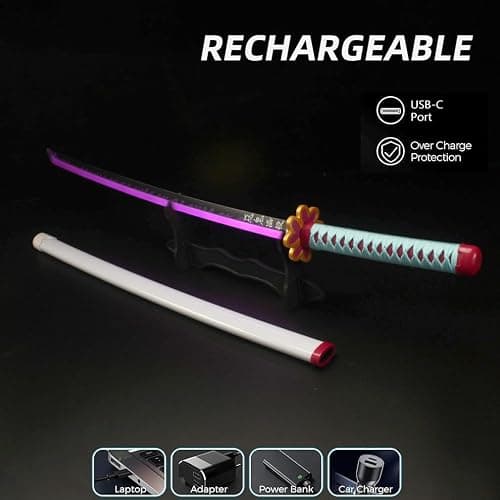 LED Light Demon Slayer Sword Cosplay 41 inches with Belt Holder Stand thumbnail 4